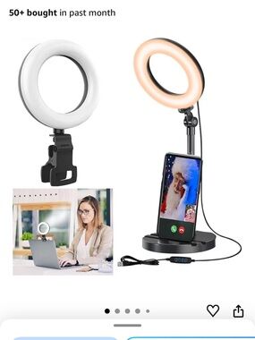 LED Ring Light with Stand & Phone Holder USB Desk Light for Zoom & Content Creat